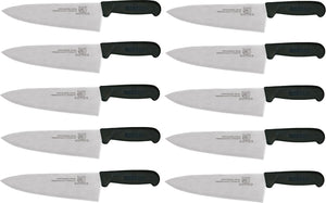 Omcan - 8" Black Handle Greban Medium Blade Cook Knife, Pack of 10 - 11973