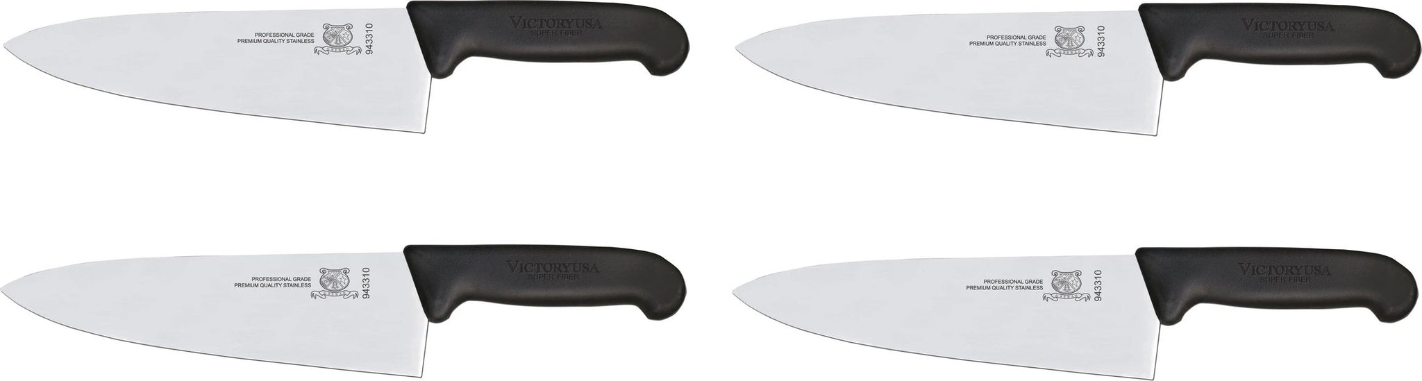 Omcan - 8” Black Super Fiber Handle Medium Cook's Knife, Pack of 4 - 21597