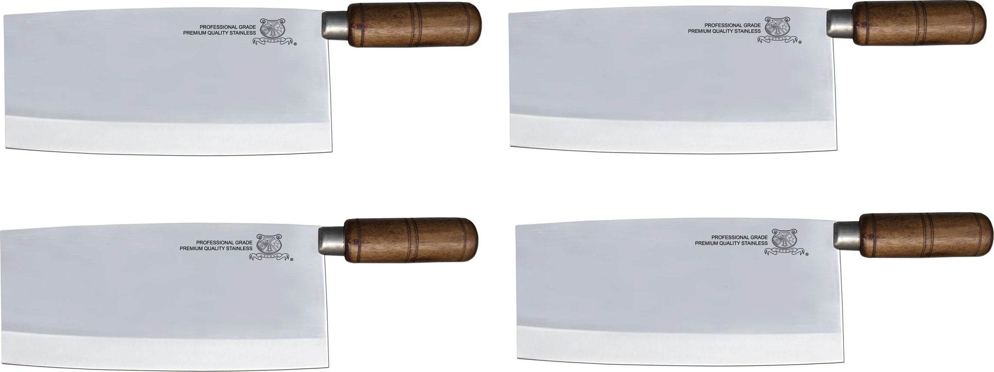 Omcan - 8" Chinese Style Cleaver with Wood Handle, Pack of 4 - 10557