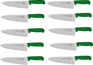 Omcan - 8" Green Handle Greban Medium Blade Cook Knife, Pack of 10 - 12003