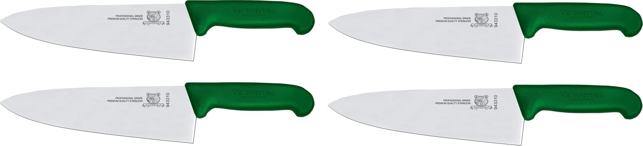 Omcan - 8” Green Super Fiber Handle Medium Cook's Knife, Pack of 4 - 23875