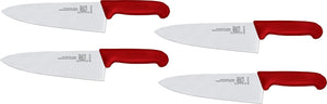 Omcan - 8” Red Super Fiber Handle Medium Cook's Knife, Pack of 4 - 23876