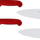 Omcan - 8” Red Super Fiber Handle Medium Cook's Knife, Pack of 4 - 23876