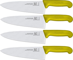 Omcan - 8” Yellow Super Fiber Handle Medium Cook's Knife, Pack of 4 - 23877