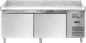 Omcan - 80″ Granite Top Refrigerated Pizza Prep Table With 2 Doors - 48621