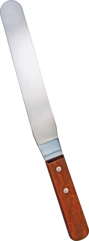 Omcan - 8.5” x 1.5” Offset Spatula with Stainless Steel Blade & Wood Handle, Pack of 50 - 80145