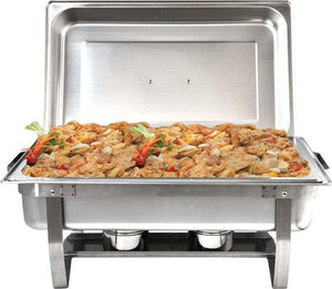 Omcan - 9 QT Stainless Steel Chafing Dish with Foldable Legs (8.5 L), Pack of 4 - 31354