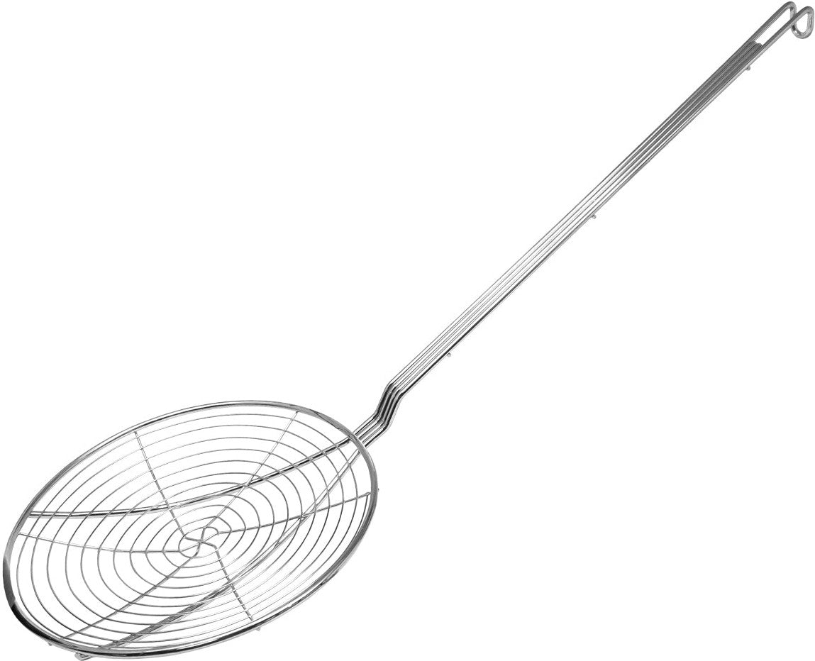 Omcan - 9″ Round Spiral Wire Skimmer with 17.5″ Nickle Plated Handle, Pack of 20 - 81077