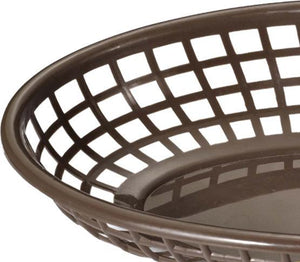 Omcan - 9" x 5" Brown Premium Plastic Oval Basket, Pack of 300 - 80358