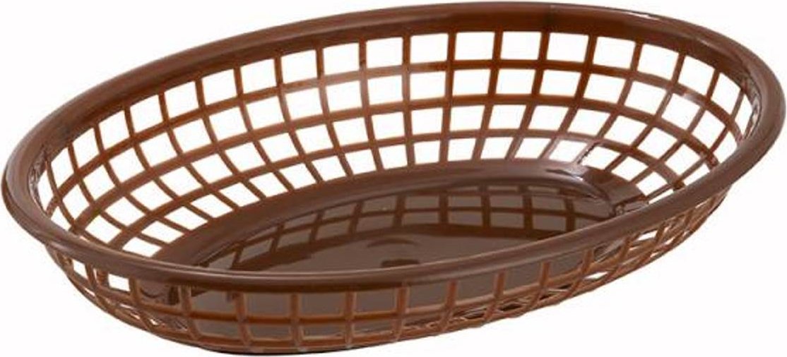 Omcan - 9" x 5" Brown Premium Plastic Oval Basket, Pack of 300 - 80358