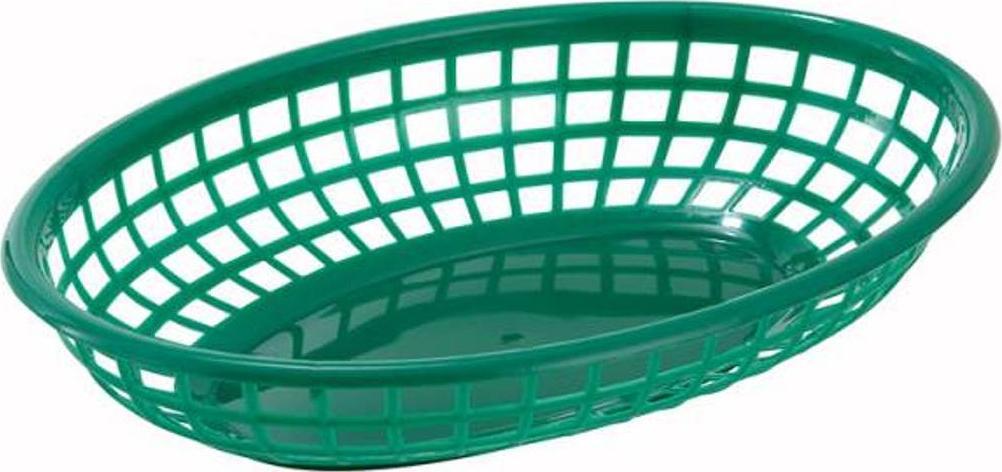 Omcan - 9" x 5" Green Premium Plastic Oval Basket, Pack of 300 - 80359