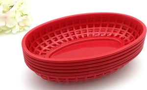 Omcan - 9" x 5" Red Premium Plastic Oval Basket, Pack of 300 - 80360