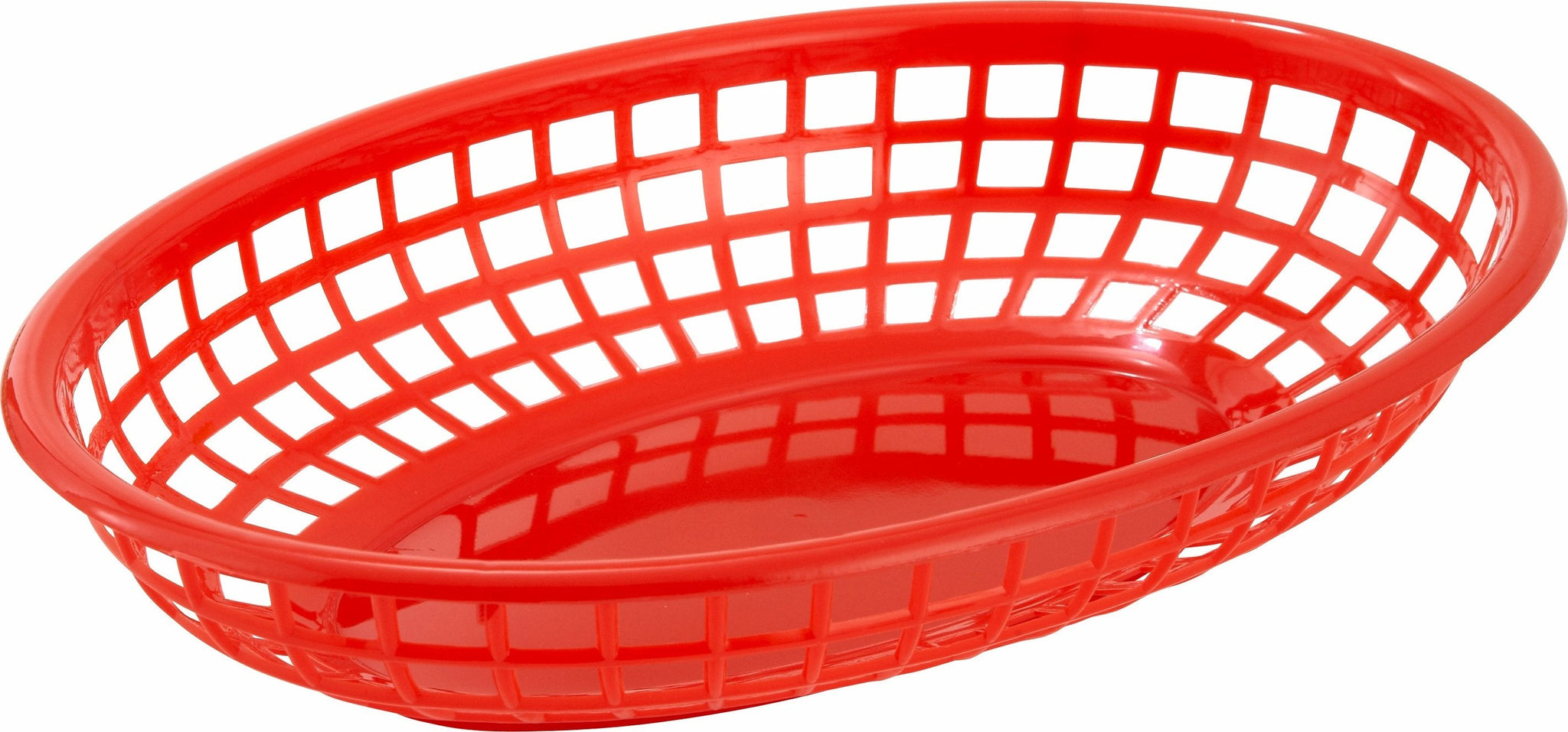 Omcan - 9" x 5" Red Premium Plastic Oval Basket, Pack of 300 - 80360