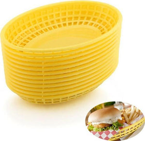 Omcan - 9" x 5" Yellow Premium Plastic Oval Basket, Pack of 300 - 80361