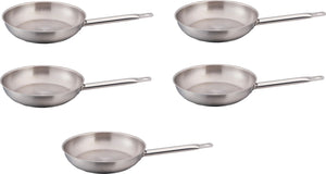 Omcan - 9.5” Stainless Steel Fry Pan, Pack of 5 - 80447