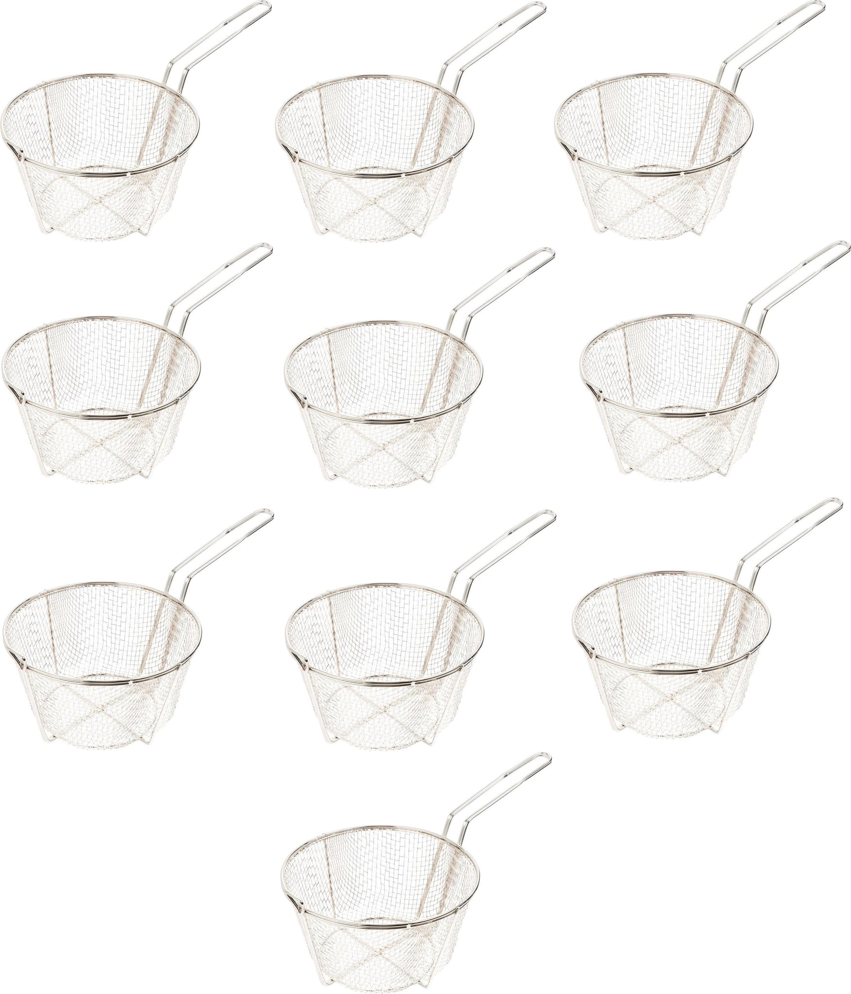 Omcan - 9.5" x 5.75" #4 Mesh Round Wire Fry Basket (241 x146 mm), Pack of 10 - 80384