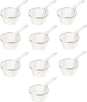 Omcan - 9.5" x 5.75" #4 Mesh Round Wire Fry Basket (241 x146 mm), Pack of 10 - 80384