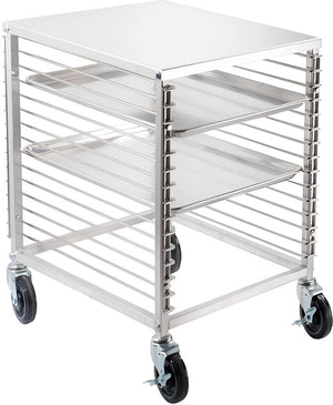 Omcan - Aluminum Counter-Height End-Load Bun Pan Rack with 15 Slides and Solid Flat Top - 46800