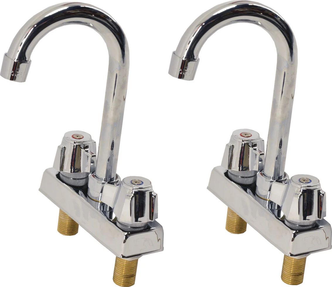 Omcan - Deck Mounted 4” Centers with 3.5” Goose Neck Spout Faucet, Pack of 2 - 39787