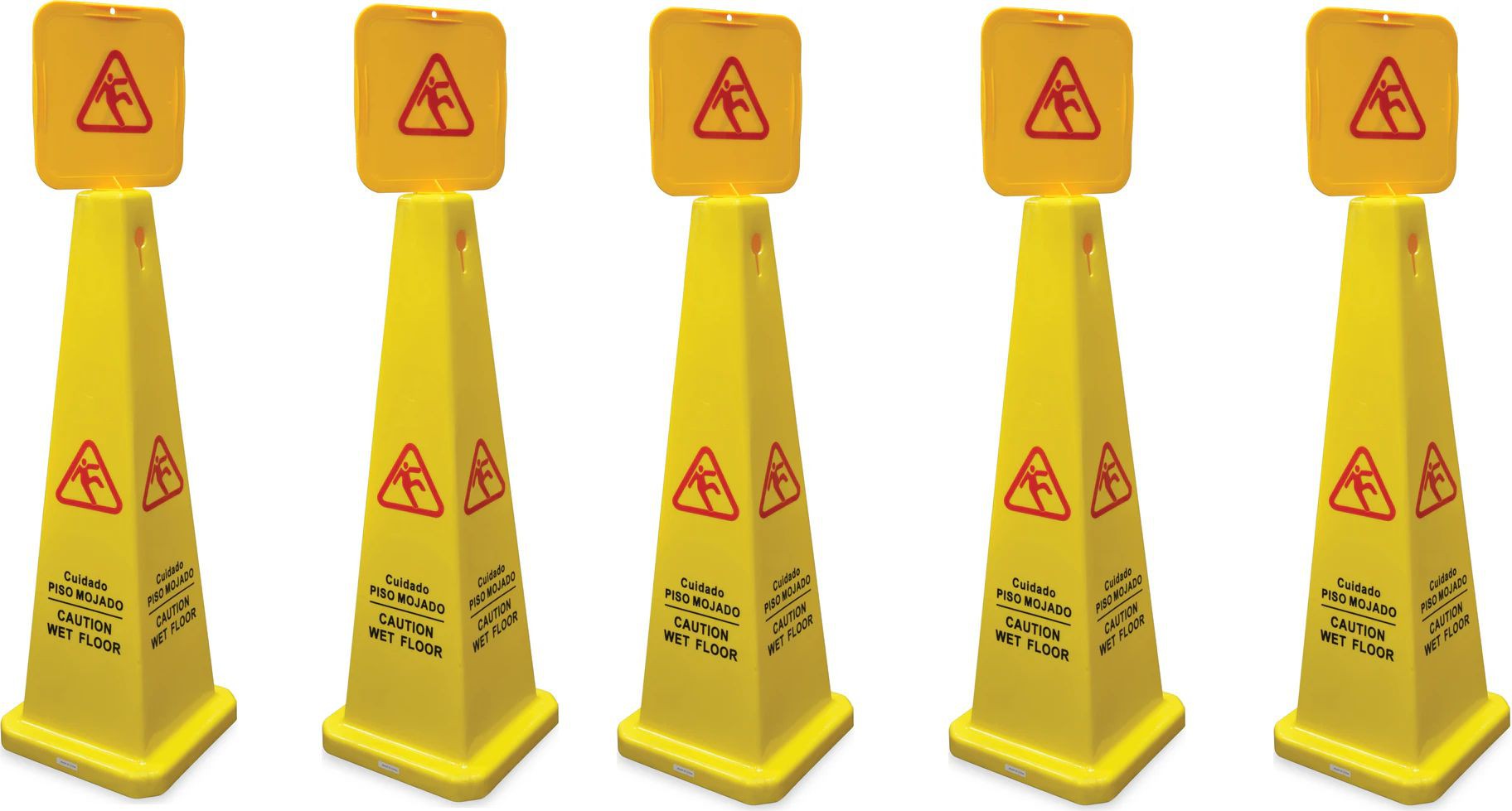 Omcan - English/Spanish Four-Sided Caution Cone, Pack of 5 - 24416