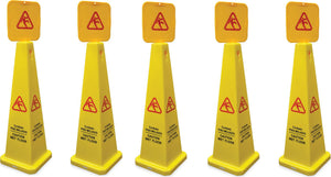 Omcan - English/Spanish Four-Sided Caution Cone, Pack of 5 - 24416