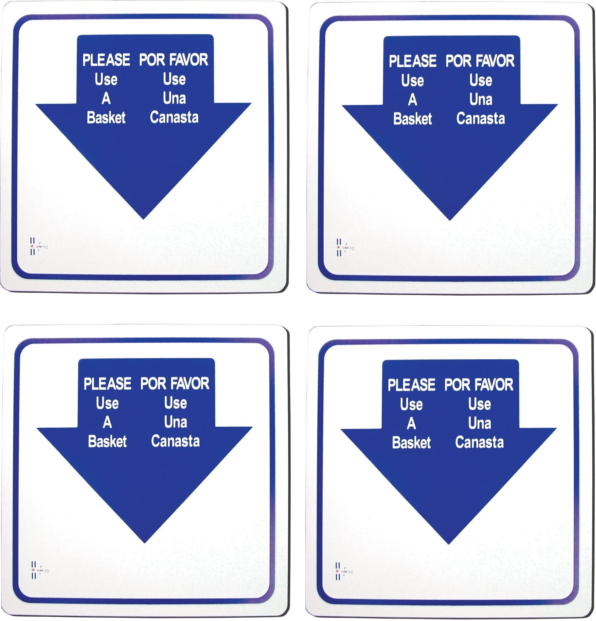 Omcan - English/Spanish Hand Basket Holder Sign, Pack of 4 - 13043