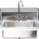 Omcan - Fabricated Wall Mounted Hand Sink with Sides Splash, 4" Faucet & Drainbasket - 44586