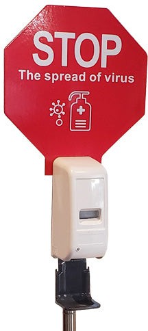 Omcan - Floor Mounted Touchless Battery Operated Hand Sanitizer Station / Soap Dispenser Stand - 46686