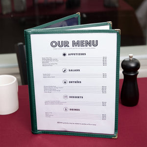 Omcan - Green Three Page Menu Holder, Pack of 50 - 39803