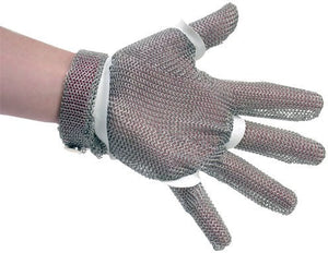 Omcan - Large Five Finger Stainless Steel Mesh Glove with Blue Silicone Strap, Pack of 2 - 44350