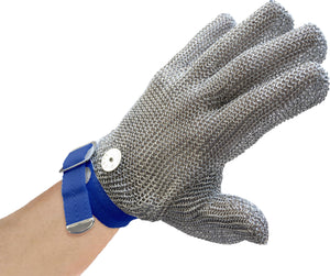 Omcan - Large Mesh Gloves with Blue Strap, Pack of 2 - 13556