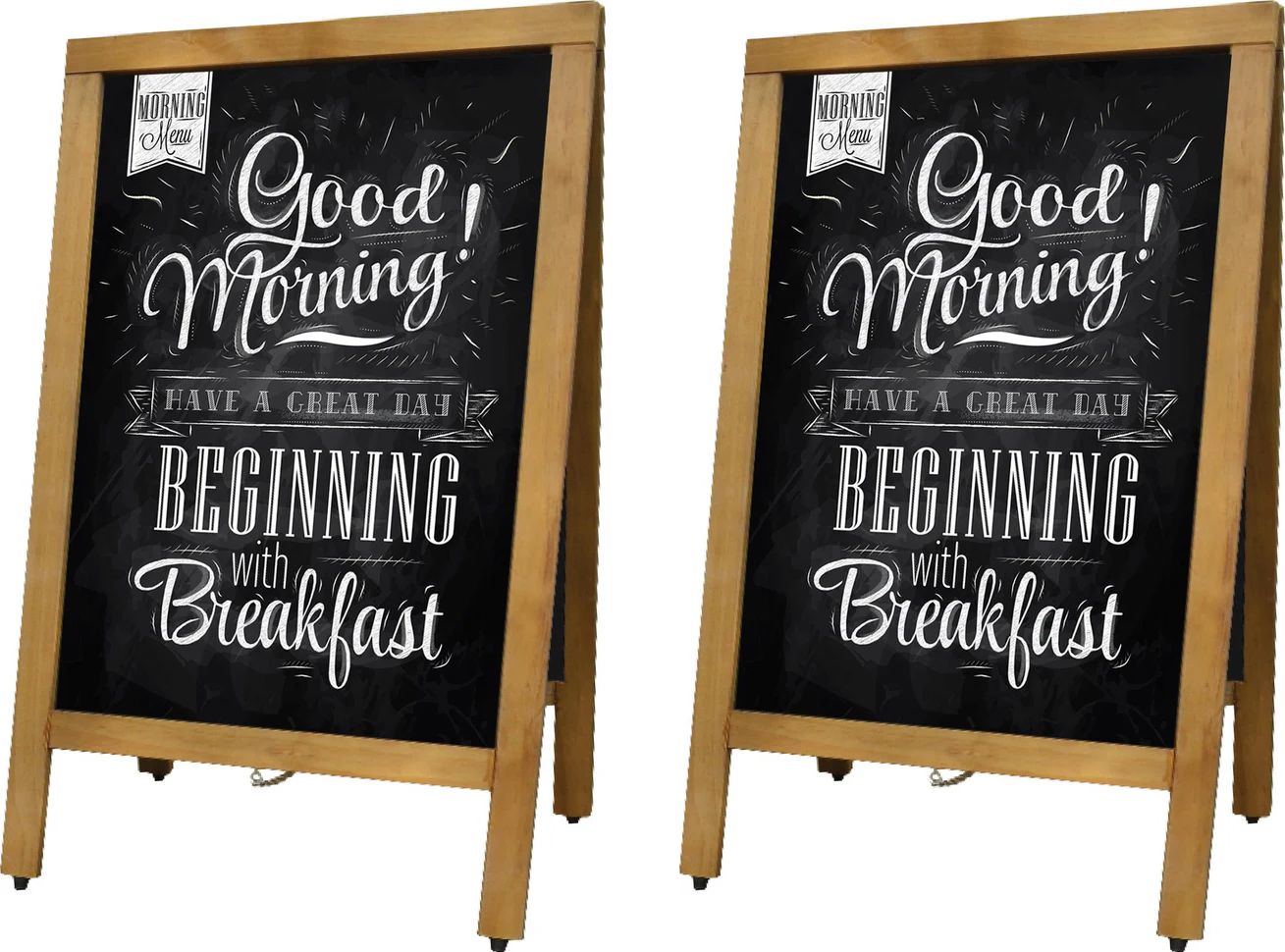 Omcan - Mahogany-Colour A Frame Sidewalk Menu Chalkboard, Pack of 2 - 31396