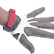 Omcan - Medium Five Finger Stainless Steel Mesh Glove with Red Silicone Strap, Pack of 2 - 44351