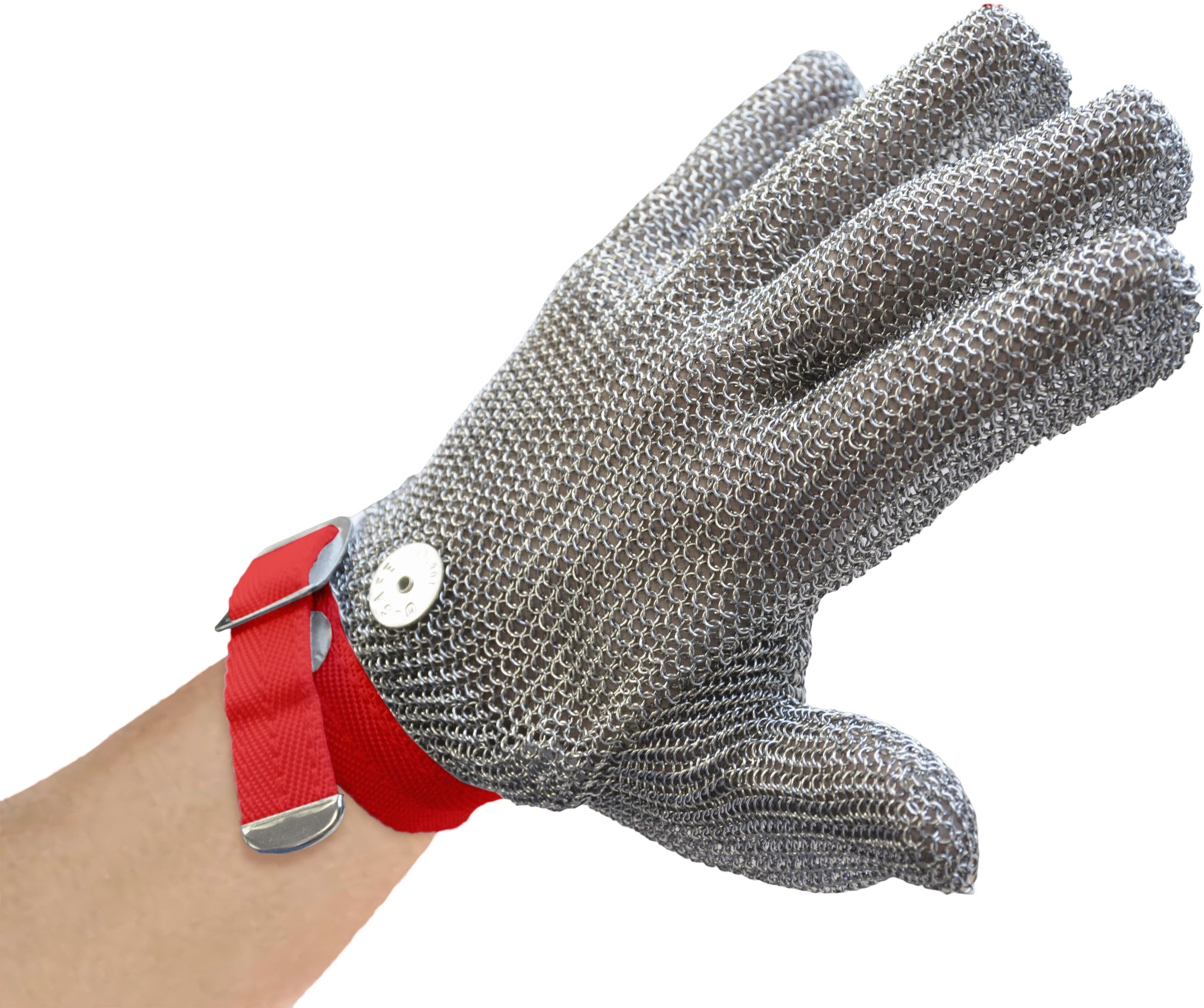 Omcan - Medium Mesh Gloves with Red Strap, Pack of 2 - 13557