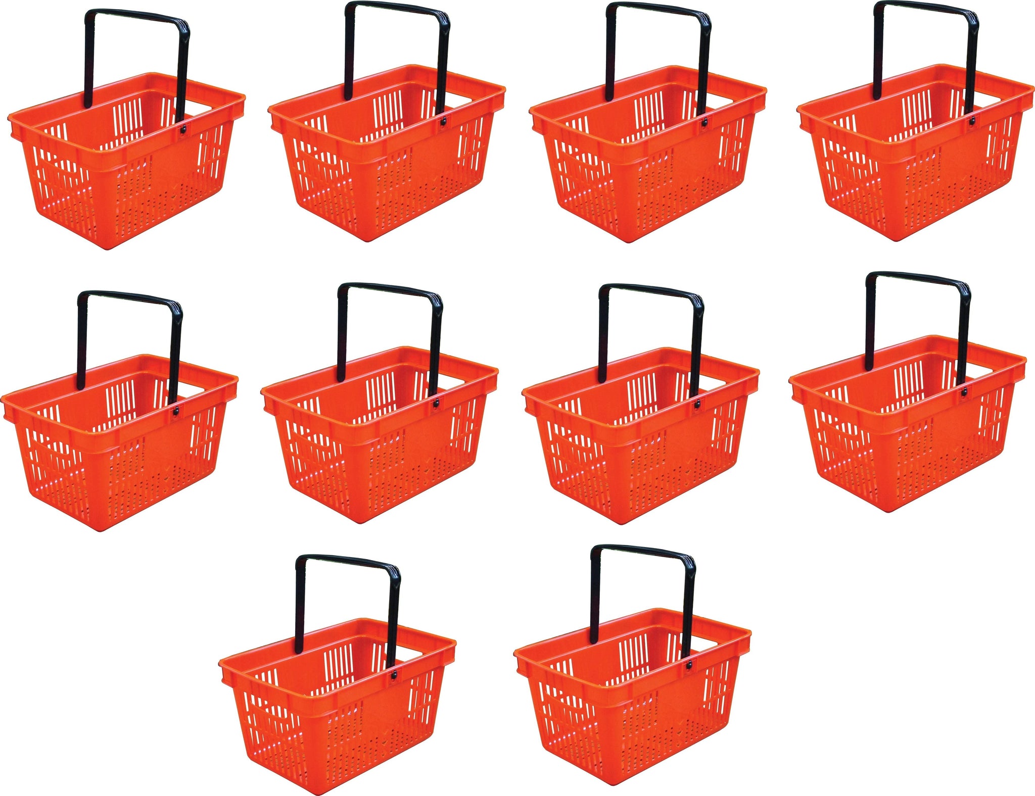 Omcan - Red Plastic Shopping Basket, Pack of 10- 21183