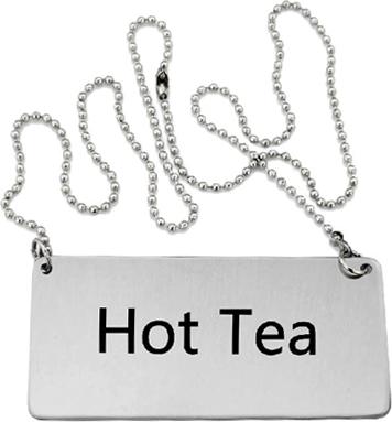 Omcan - Stainless Steel Chain 'Hot Tea' Sign, Pack of 100 - 80132