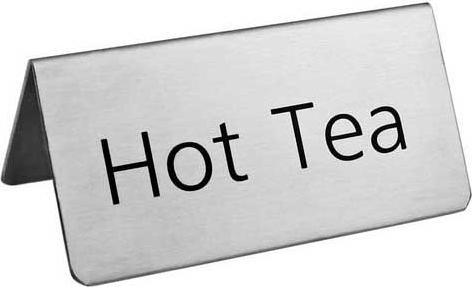 Omcan - Stainless Steel Free-Standing 'Hot Tea' Sign, Pack of 100 - 80137