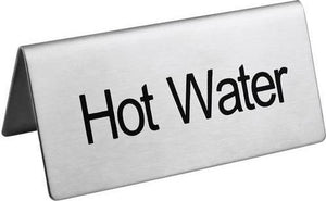 Omcan - Stainless Steel Free-Standing 'Hot Water' Sign, Pack of 100 - 80140