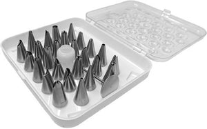 Omcan - Stainless Steel Seamless Cake Decorating Tips Set of 26, Pack of 8 - 48897