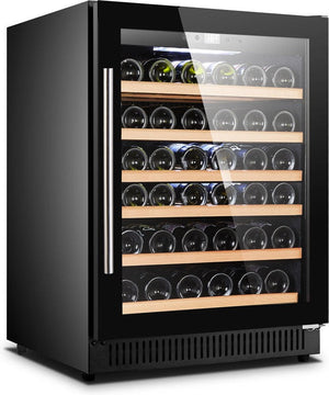 Omcan - Vinovero 23" Single Zone Wine Cooler with 51 Bottle Capacity and Black Full Glass Door - 48261