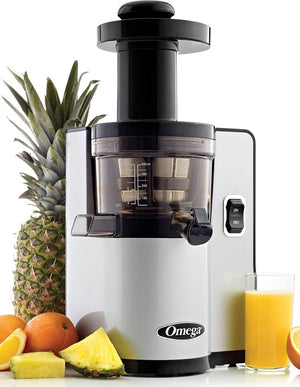 Omega - 150 Watts Silver Vertical Square Low-Speed Masticating Juicer - VSJ843QS