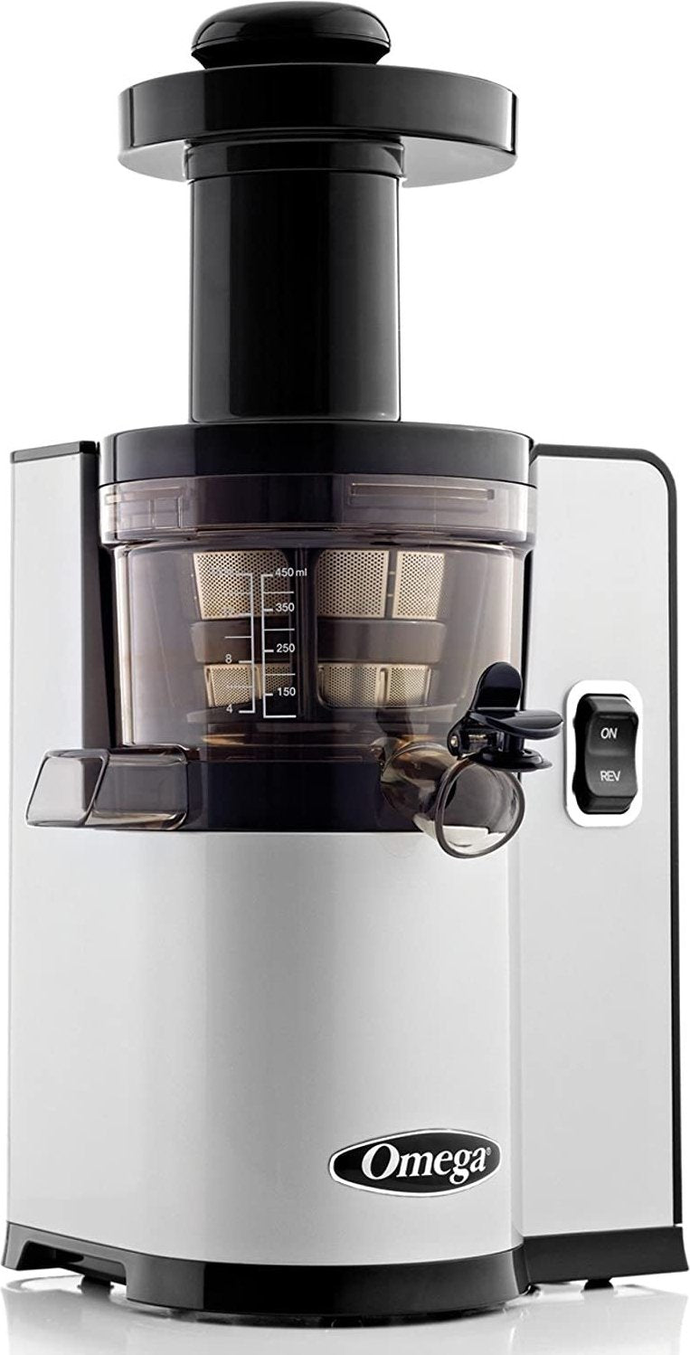 Omega - 150 Watts Vertical Square Low-Speed Juicer Silver - VSJ843QS