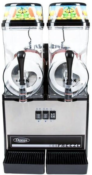 Omega - Commercial Black 1/3 HP Frozen Granita Machine with Double 3-Gallon Bowls - OFS20