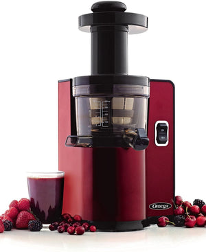 Omega - Red Vertical Square Low-Speed Masticating Juicer with Square Front - VSJ843QR