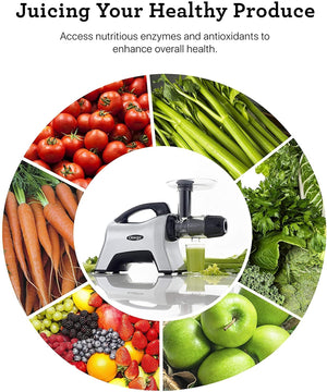 Omega - Silver Premium Horizontal Juicer & Nutrition System, Slow Masticating, 7th Generation - NC1000HDS