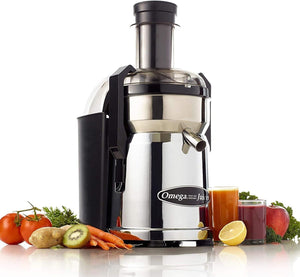 Omega - Wide Mouth Heavy-Duty Commercial Chrome Black Centrifugal Juicer - MMC500C