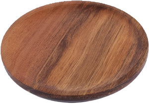 On The Table - 10.5" 5/8" Brown Acacia Wood Medium Appetizer Plate - 403