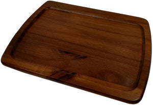 On The Table - 13" x 10" Brown Acacia Wood Dark Wood Large Plate - 107DK