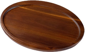 On The Table - 14.25" x 10.5" Brown Acacia Dark Wood Oval Plate - 117-ODK