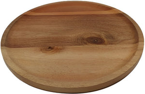 On The Table - 8" x 5/8" Brown Acacia Wood Round Mini Appetizer Plate - 402